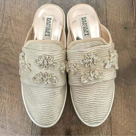 Badgley Mischka Seline  Embellished Slip On Sneakers Mule - Picture 4 of 6